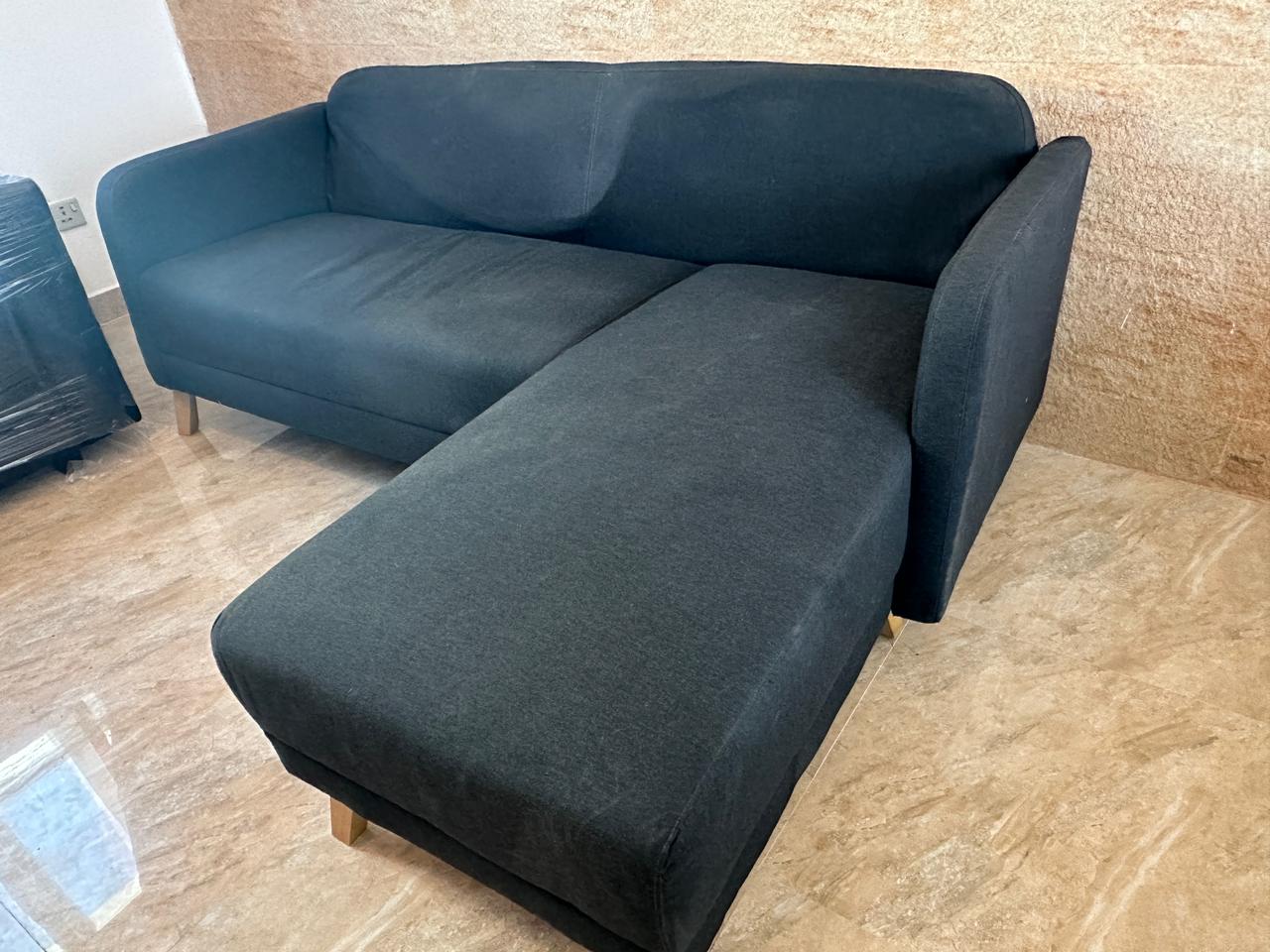 Black 4-Seater L-Shaped Sofa - Used, Great Condition! Only OMR 30!