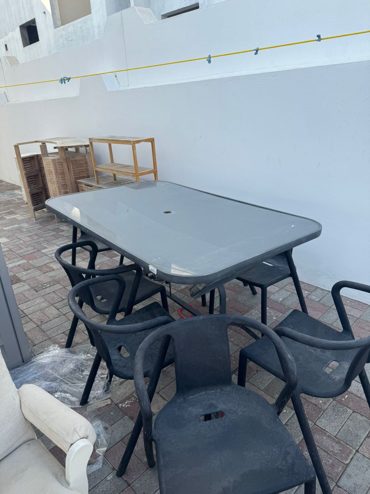 Outdoor Garden Dining Table with 7 Chairs - Perfect Condition! Only OMR 30!