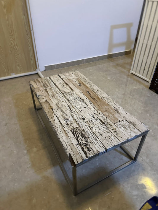 Unique White & Brown Wooden Table - Only OMR 13!