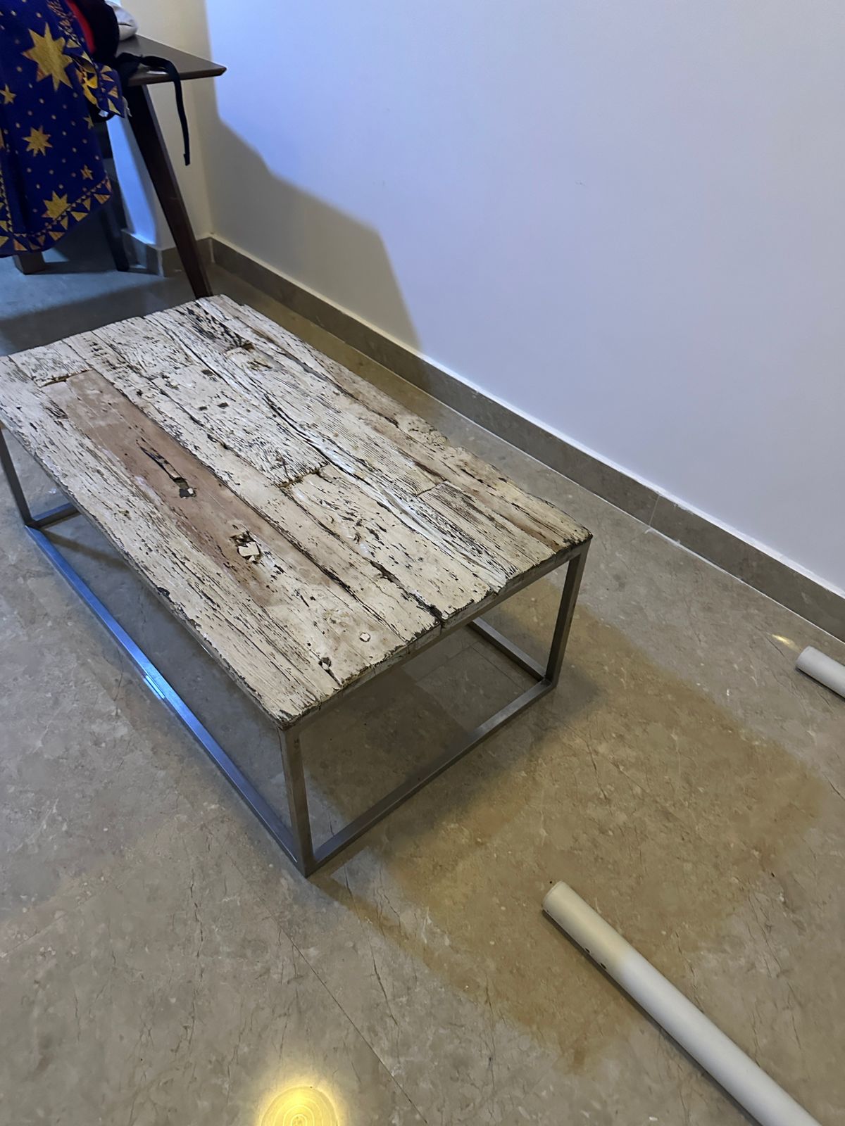 Unique White & Brown Wooden Table - Only OMR 13!