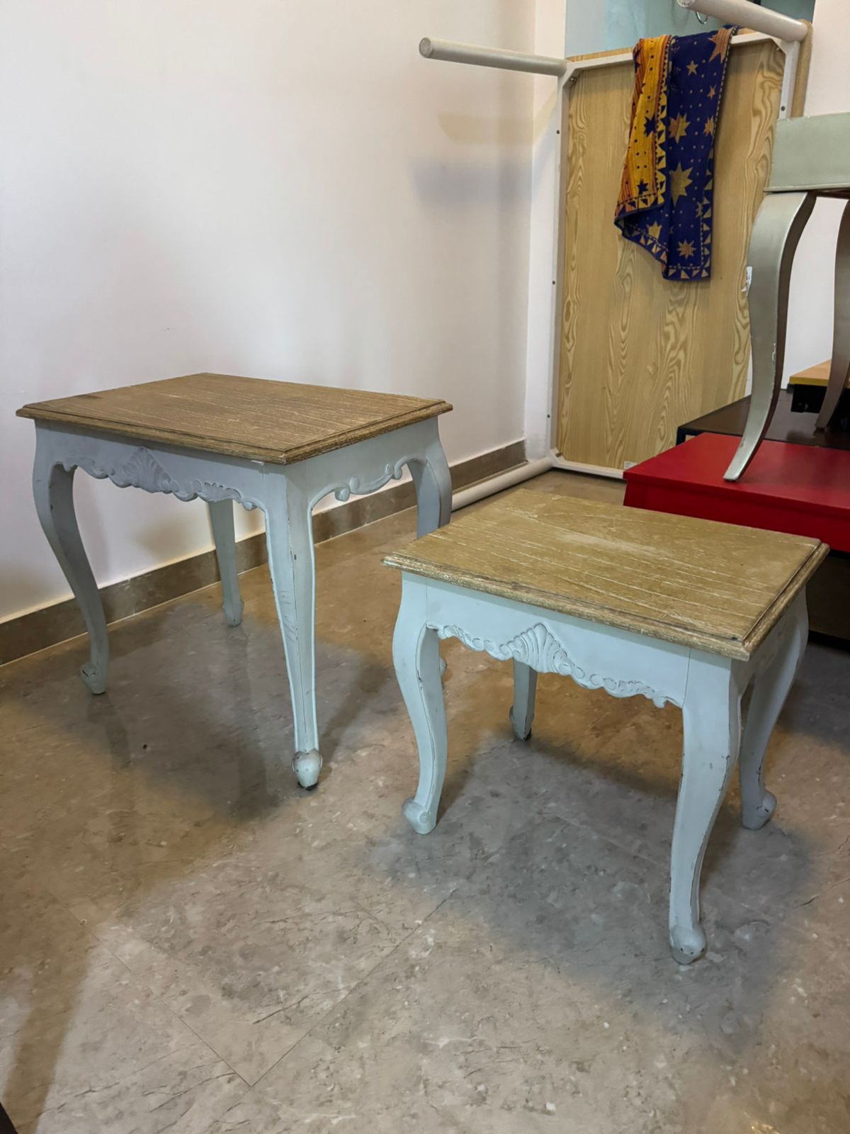 Set of 2 Unique Small Tables - Great Condition! Only OMR 20!