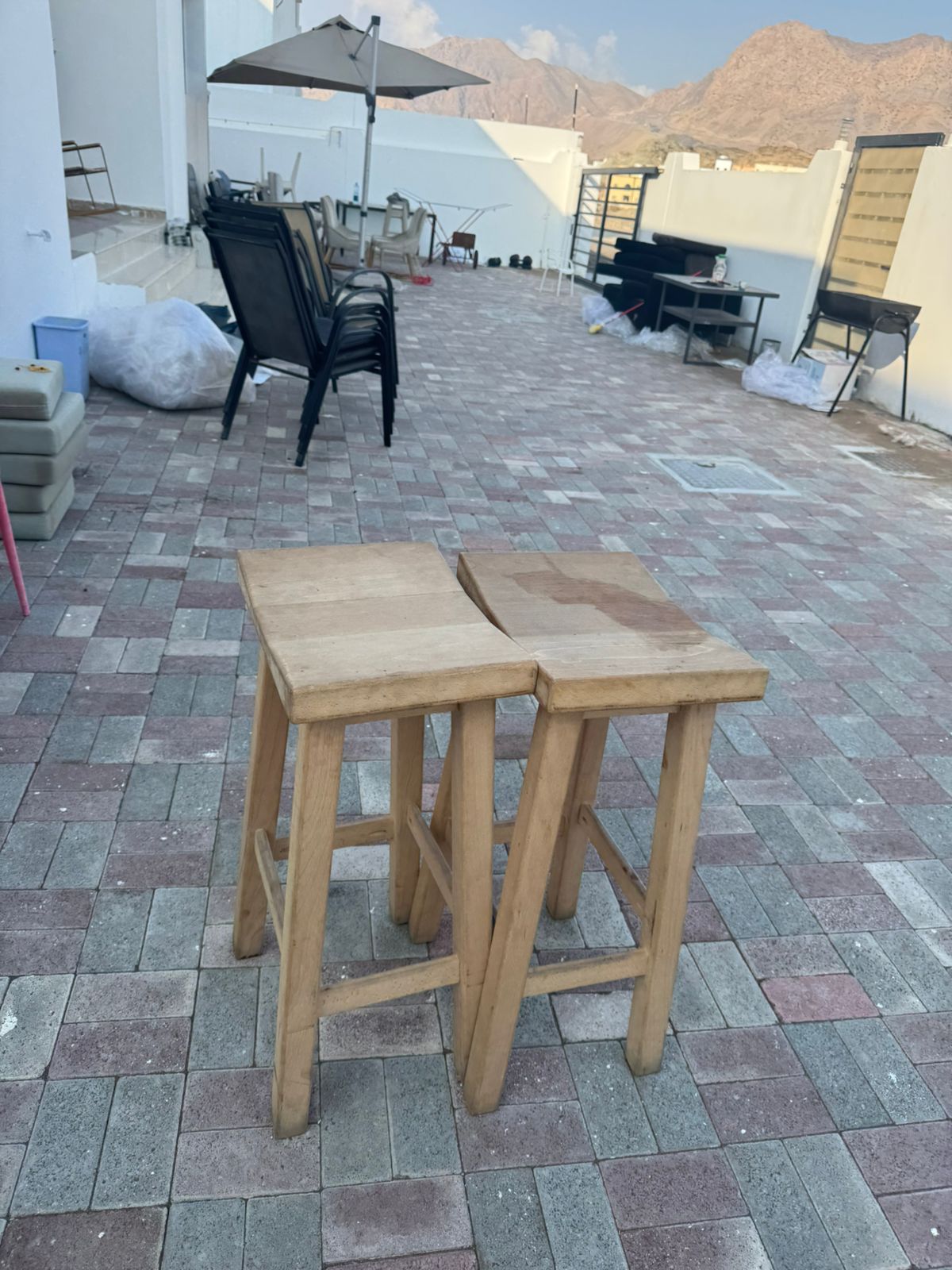 Set of 2 Outdoor Bar Stools - Sturdy & Stylish! Only OMR 8!