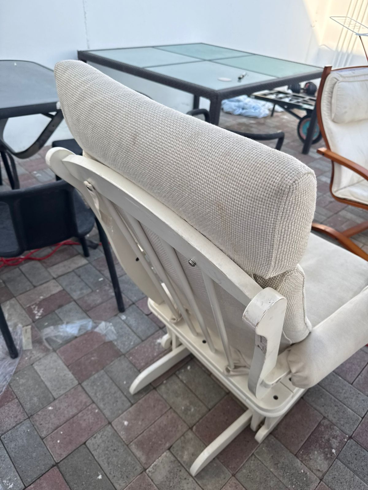 "White Rocking Chair with Ottoman - Great Deal! Only OMR 15!"