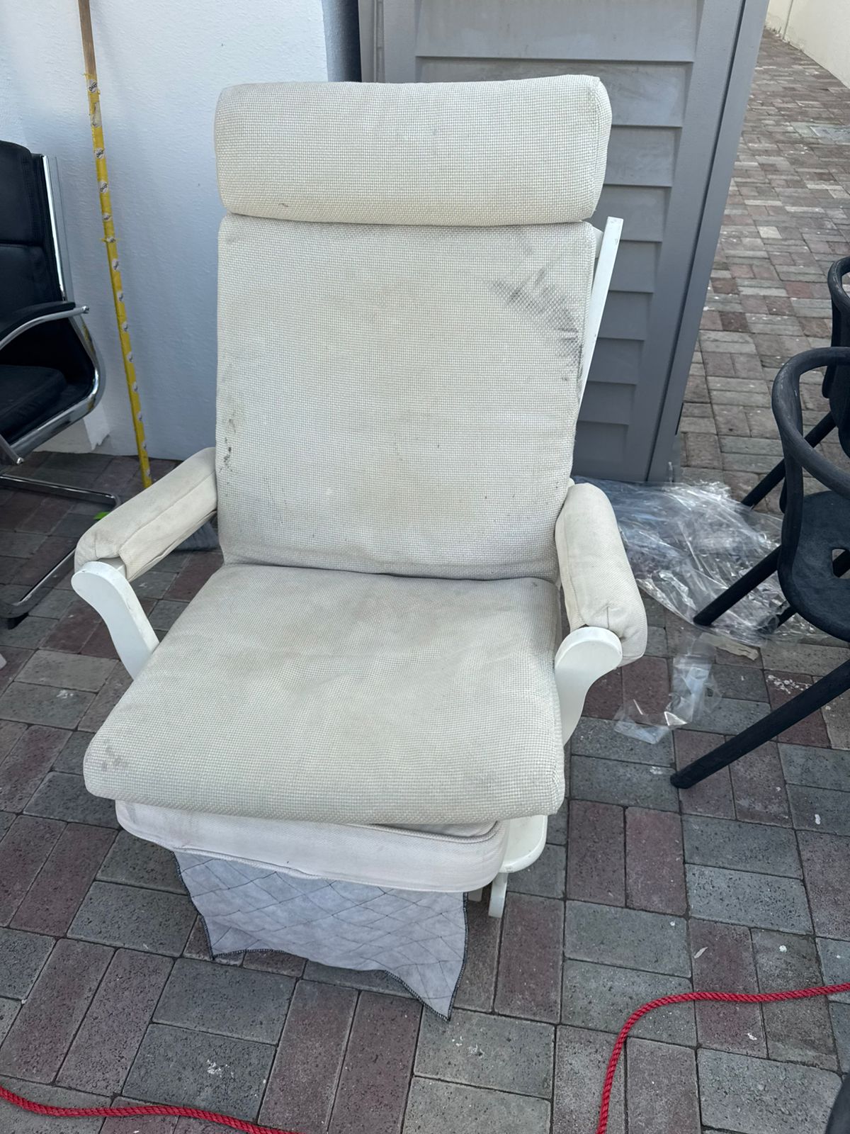 "White Rocking Chair with Ottoman - Great Deal! Only OMR 15!"