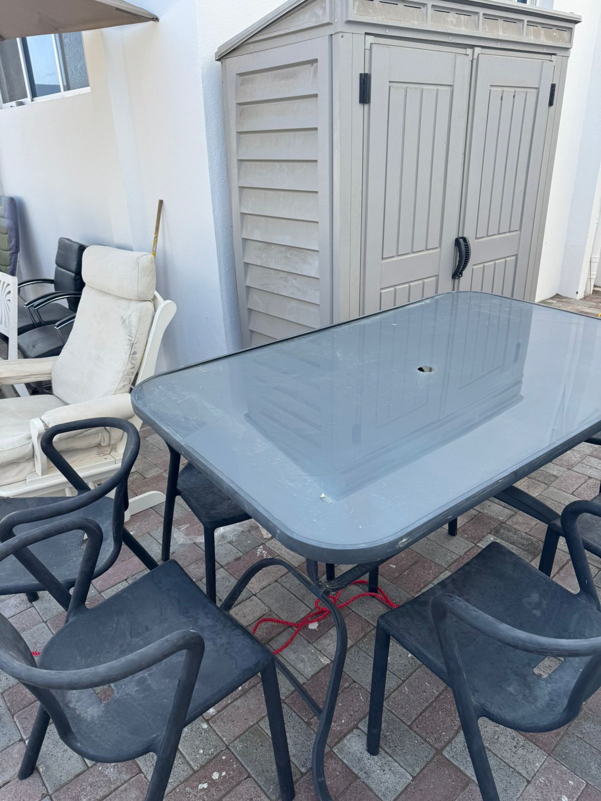 Outdoor Garden Dining Table with 7 Chairs - Perfect Condition! Only OMR 30!